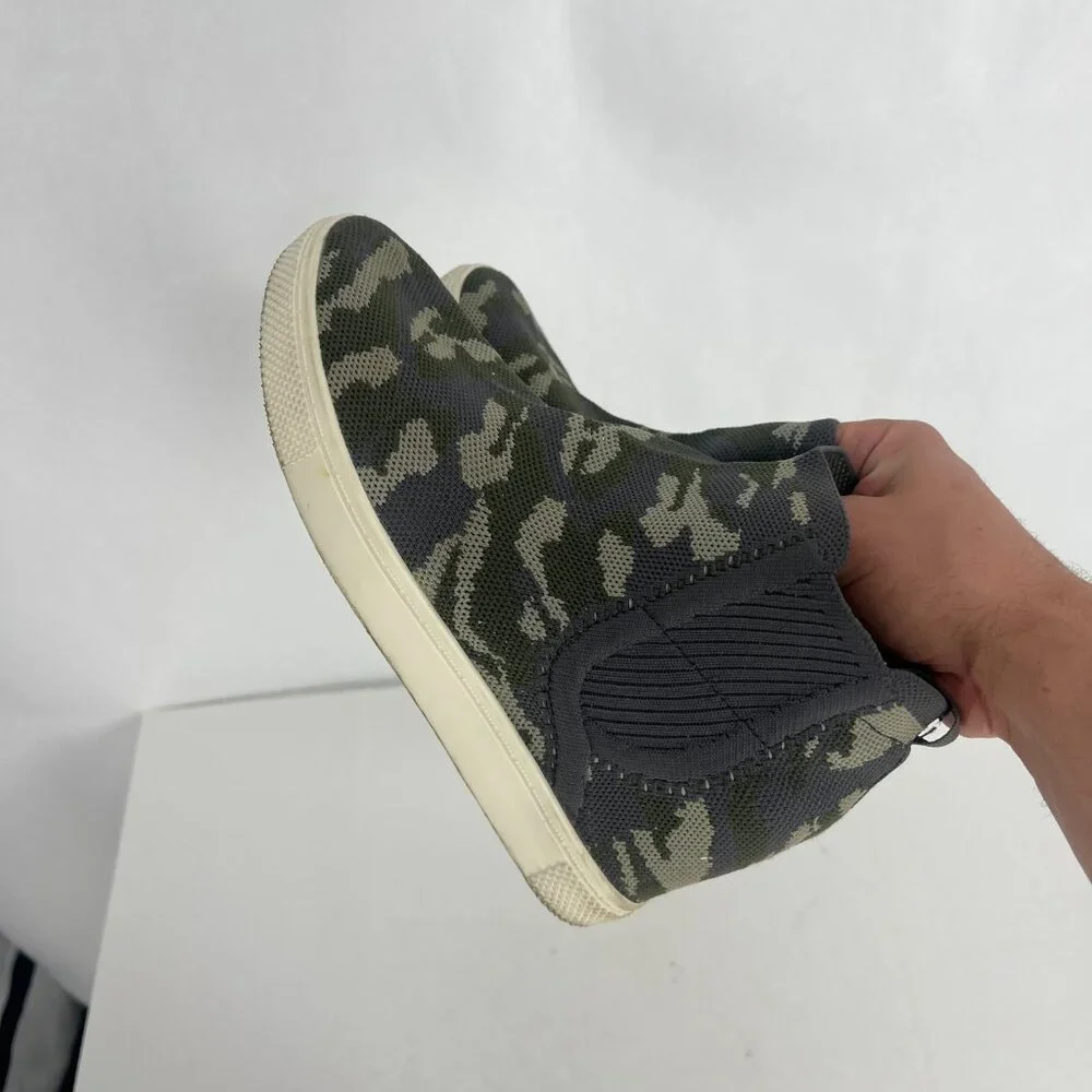 Torrid Shoes Sneakers Wedge High Tops Canvas‎ Sock Pull On Camouflage Green Gray